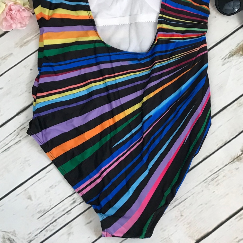 Rainbow Multicolor Striped Fan Bathing Suit - Picture 10 of 13
